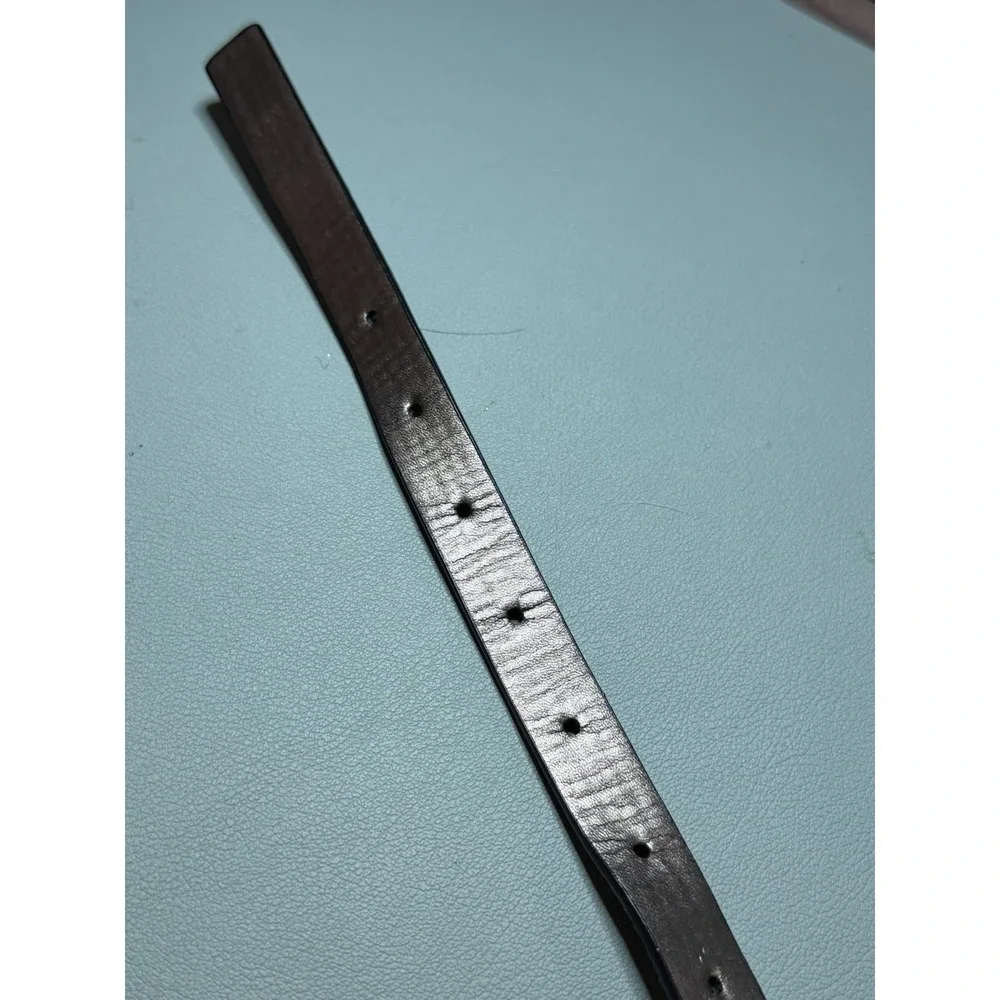 Black & White Herringbone Printed Knit Belt Thin Pewter Buckle Dressy